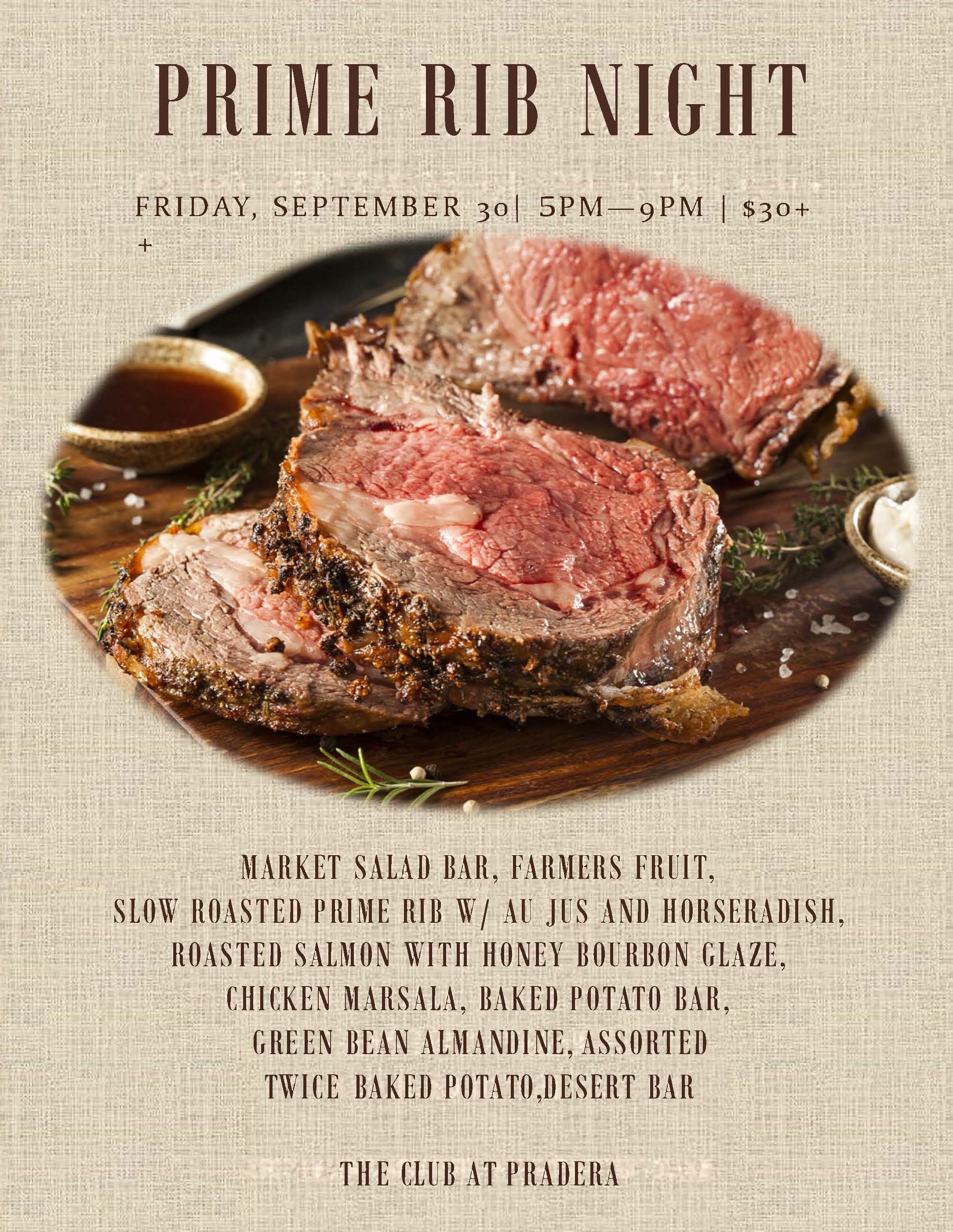Prime Rib Night The Club at Pradera 20160930